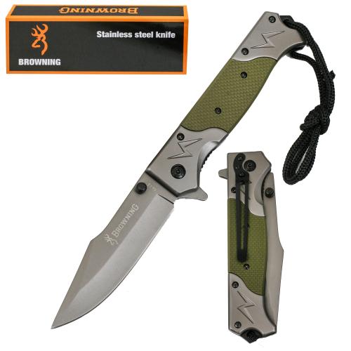 Ніж напівавтомат BROWNING хакі + прищіпка, A 740 Ніж напівавтомат BROWNING хакі + прищіпка, A 740