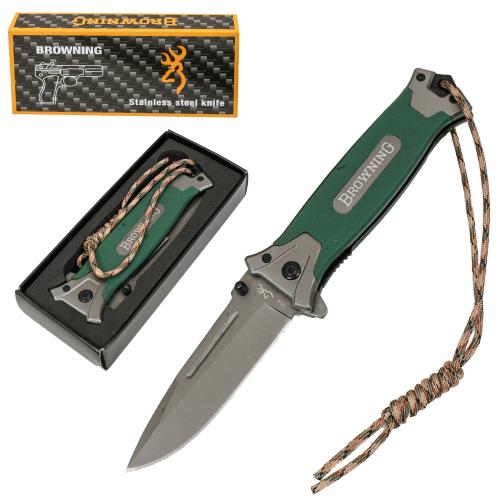 Ніж напівавтомат BROWNING зелений + прищіпка, E 12-1 Ніж напівавтомат BROWNING зелений + прищіпка, E 12-1