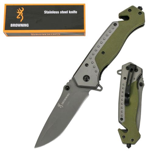 Ніж напівавтомат BROWNING хакі + прищіпка + відкривачка, A 835 Ніж напівавтомат BROWNING хакі + прищіпка + відкривачка, A 835