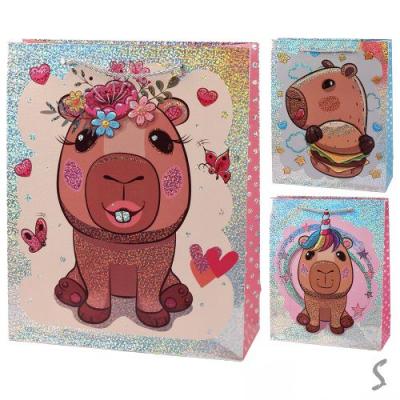 Пакет подарунковий паперовий L "Capybara" 31*42*12см