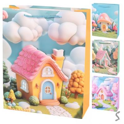 Пакет подарунковий паперовий L "Fairytale house 3D" 40*30*12см