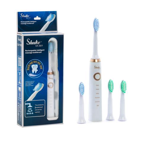 Електрична зубна щітка Shuke SK-601 масажна акумуляторна USB Біла, 4 насадки, 99272-1 Електрична зубна щітка Shuke SK-601 масажна акумуляторна USB Біла, 4 насадки, 99272-1