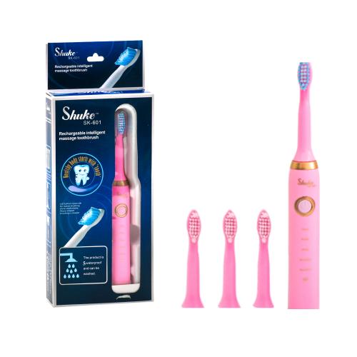 Електрична зубна щітка Shuke SK-601 масажна акумуляторна USB Рожева, 4 насадки, 99272-2