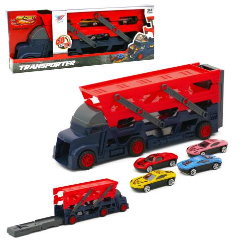 Набір з транспортом трейлер 29,5см, машинки 7см 4шт, K140A11 Набір з транспортом трейлер 29,5см, машинки 7см 4шт, K140A11