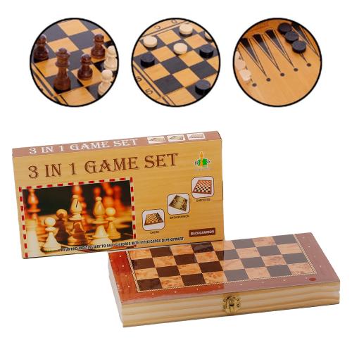 Шахи дерев'яні, 3 в 1 (шашки, нарди), XQ630-17