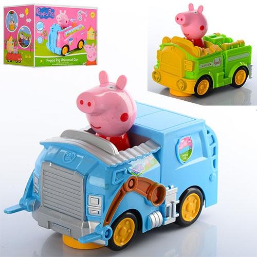 Машинка "Свинка Пеппа", на бат., 3 вида, в кор-ке, XZ-369-70-71