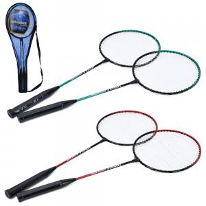 Бадмінтон ракетка 2шт, 63см, метал, 2 кольори, у чохлі