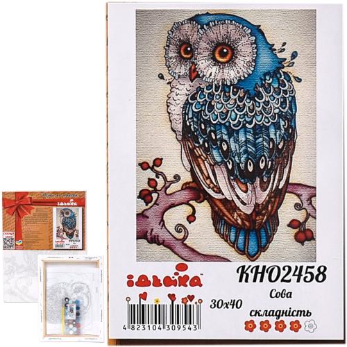 Набор для росписи по номерам "Сова", 30х40 см, ID-KHO2458