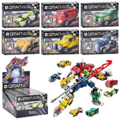 Конструктор Qman, машина, від 126дет, в кор-ці, 6в1 (робот), 6шт (6видів) в дисплеї