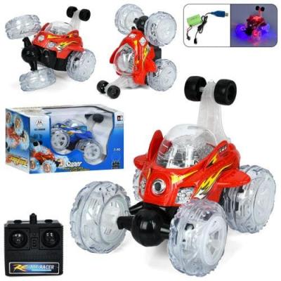 Машина р/к2.4G, акум, 19см, трюкова, музика, світло, USBзарядне, 2 кольори, в кор-ці