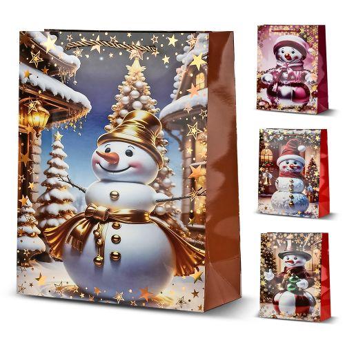 Пакет новорічний паперовий M "Snowman" 26*32*10см, R33006-M