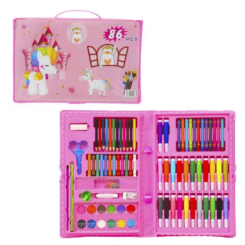 Чемодан творчества, 86 предметов, розовый, 10436