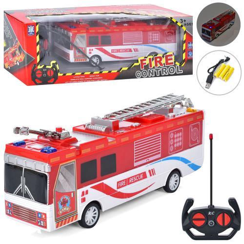 Пожежна машина р/к,акум,USBзар,28см,звук,світло,на бат(табл),в кор-ке, 41,5-13,5-11см, 2968-D