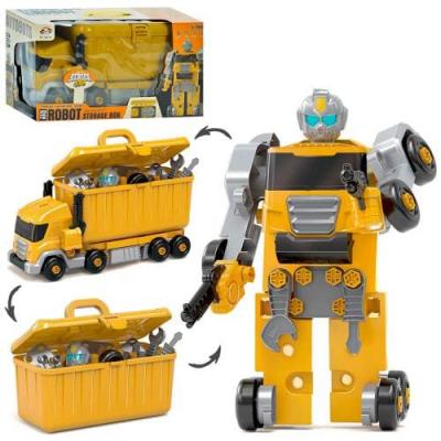 Набір інструментів, 2в1(трейлер 42см+робот), ящик для інструментів, викрутка, гайк.ключ, в кор-ці