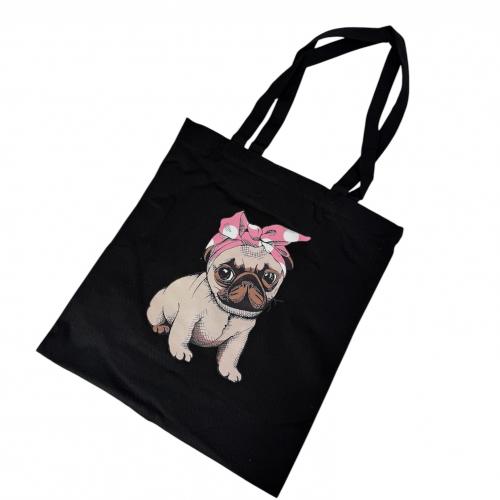 Шопер МОПС ЧОРНИЙ 40х34см З БЛИСКАВКОЮ, 25-140-BLACK