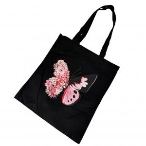 Шопер РОЖЕВИЙ МЕТЕЛИК ЧОРНИЙ 40х34см З БЛИСКАВКОЮ
