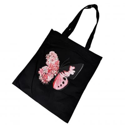Шопер РОЖЕВИЙ МЕТЕЛИК ЧОРНИЙ 40х34см З БЛИСКАВКОЮ