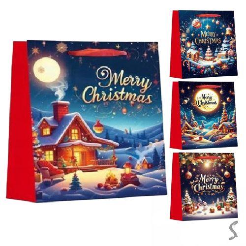 Пакет новорічний паперовий M "Christmas evening 3D" 26*32*10см, R33220-M