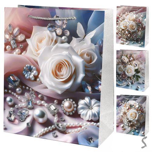 Пакет подарунковий паперовий M "Pearl roses" 26*32*10см, R33495-M