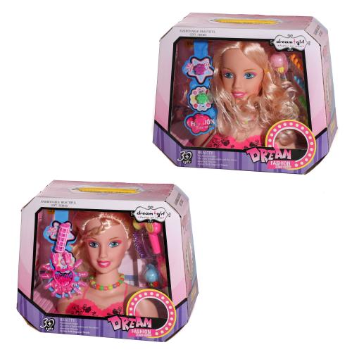 Голова для зачісок, 19 см, 2 види, в кор-ці, 1400-2-4-5