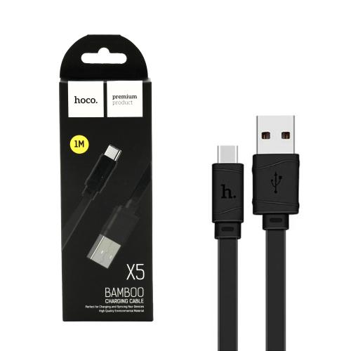 Зарядний дата-кабель Hoco X5 Type-C Bamboo, чорний, 90672-1