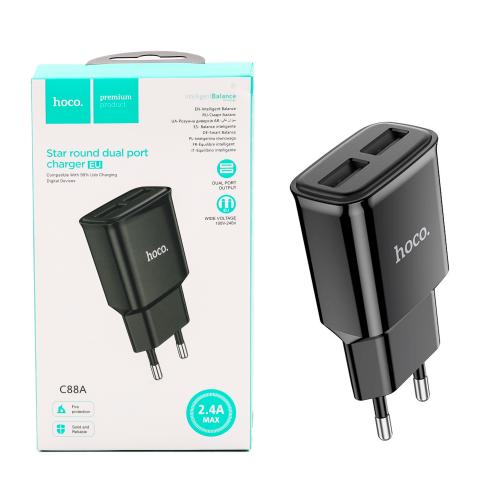 Мережевий зарядний пристрій Hoco C88A, чорний, 99190-1