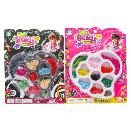 Бісер намистини, нитки, 2 види, на листі, 636B-C