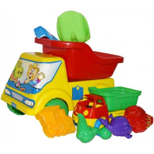 Самосвал, песочный набор, микс цветов, в сетке, Л-013-15