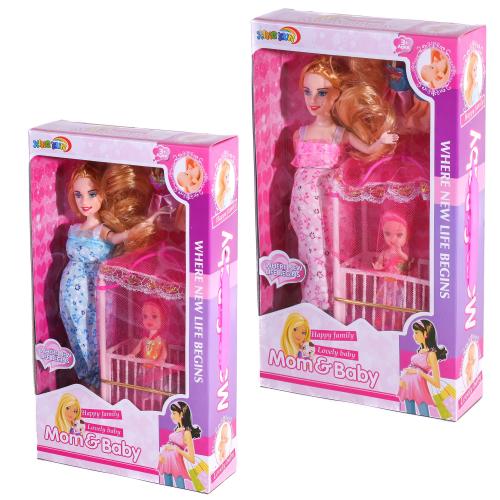 Лялька 27 см, вагітна, маля 7 см, 2 кол, в кор-ці, 2912