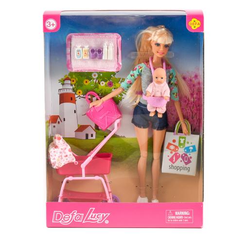 Кукла DEFA шарнирная, коляска, пупс, 8380
