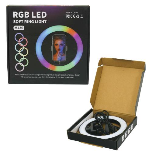 Цветная кольцевая RGB лампа для селфи, диаметр 26 см, MJ26 RGB