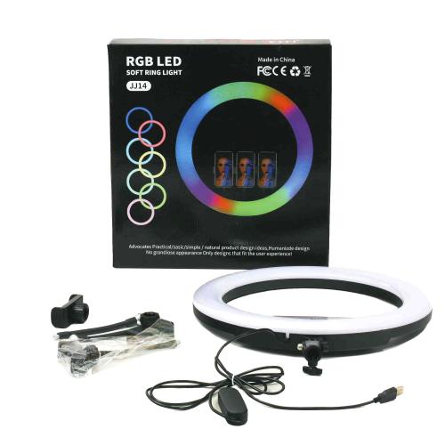 Цветная кольцевая лампа с пультом 36 см LED RGB, JJ14 RGB Цветная кольцевая лампа с пультом 36 см LED RGB, JJ14 RGB