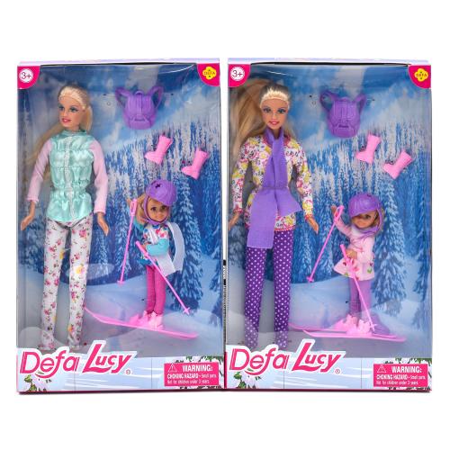 Кукла с дочкой на лыжах и аксессуарами, 8356-1