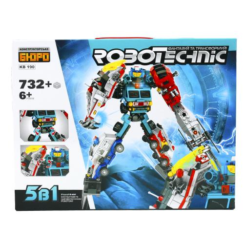 Конструктор, трансформер 5 в 1(робот+транспорт), 732 детали, KB 190 Конструктор, трансформер 5 в 1(робот+транспорт), 732 детали, KB 190