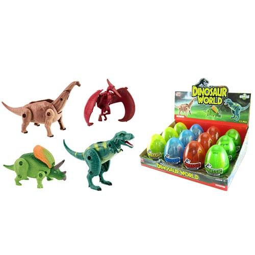 Динозавр, в яйці, трансформер, 4 види, від 12 см, в дисплеї, JT1005