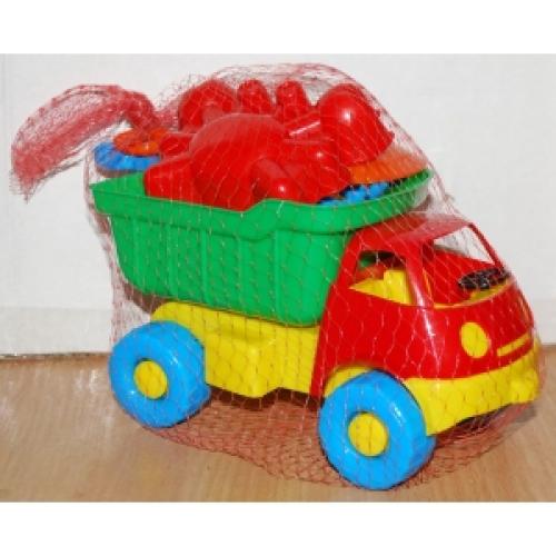 Самосвал, песочный набор, микс цветов, в сетке, Л-014-2