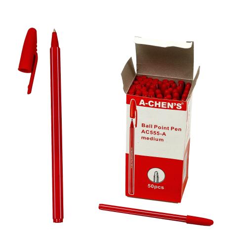 Ручка A-CHEN'S, шариковая, красная (цена за упаковку), AH-CS-555-1