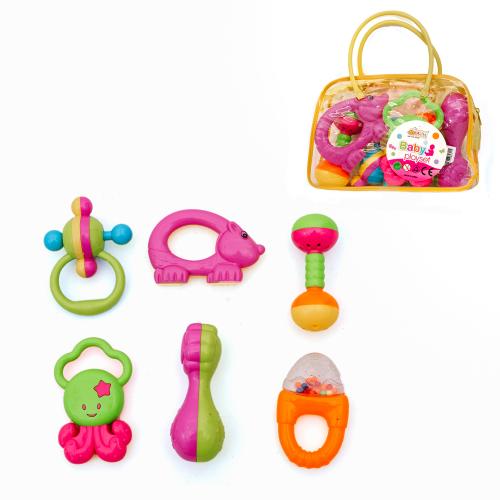 Брязкальця Baby Playset Synergy 3838A-22 набір із 6 штук у прозорій сумочці іграшки для дітей, 3838A-22