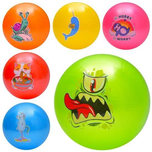 М'яч дитячий MS 3770 , 60г, принт (тварини, монстр, равлик, нарвал)), 6 видів/6 кольорів, MS 3770