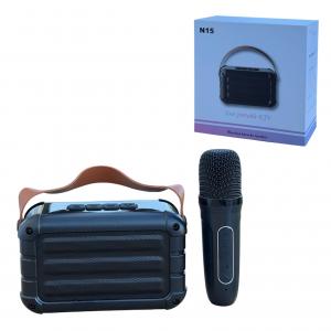 Колонка з бездротовим мікрофоном, функцією зміни голосу, ручкою, Bluetooth, SD, FM та підсвіткою 15см*11см