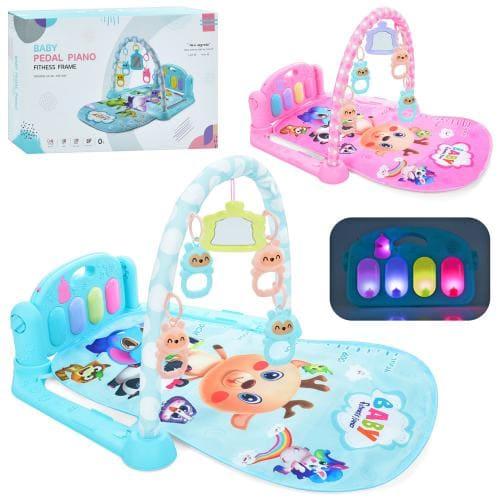 Килимок для немовлят, підвіски, дзеркальце, музика, світло, на бат-ці, 2 кольори, в кор-ці, 804A