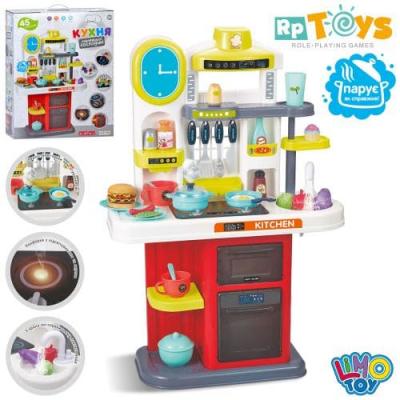 Кухня плита, пара, звук,світло, духовка, мийка-ллється вода(механ), посуд,продукти, 45пр, на бат-ці, в кор-ці