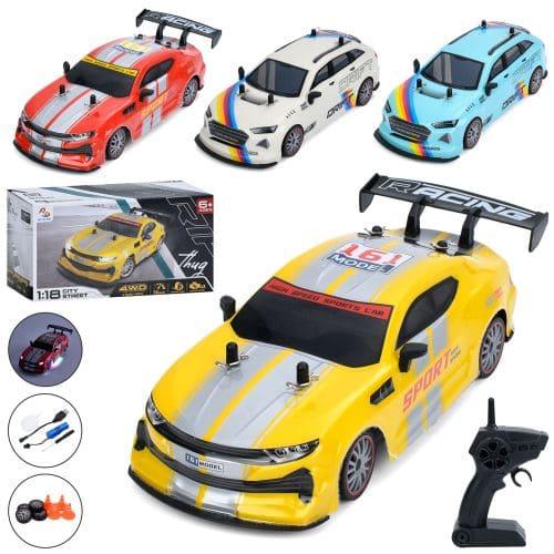 Машина р/к,акум, дрифт, доп.колеса, 4х4,корпус не б'ється, пара/дим, USBзарядне, дорожні знаки, 2 види по 2 кольор, 161-RC02M-4M