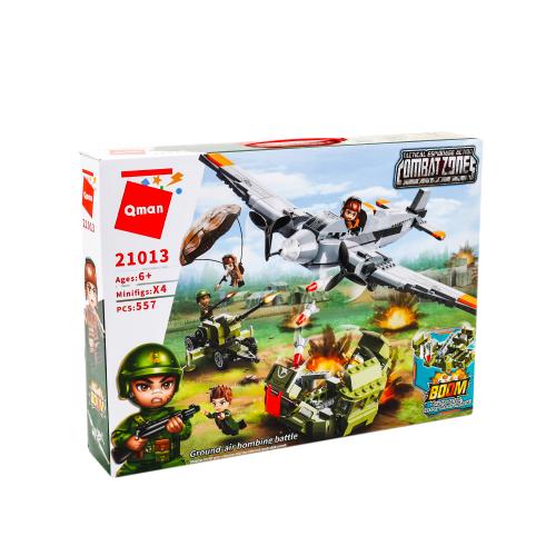 Конструктор для хлопчиків Qman 21013 військовий літак, гармата, 4 фігурки, 557 деталей, 21013 Qman