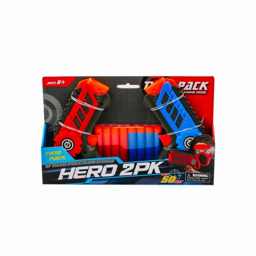 Набір зі зброєю 1053 Hero 2PK два пістолета, 8 м'яких кулей, стріляє до 15 метрів, 1053