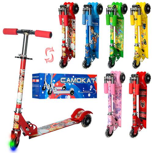 Самокат, микс цветов, 3 кол., в кор-ке, BB 3-006