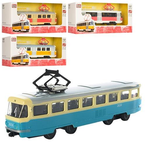 Трамвай, металл, 4 вида, в кор-ке, 6411ABCD Трамвай, металл, 4 вида, в кор-ке, 6411ABCD