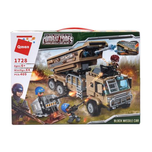 Конструктор Qman 1728 військова техніка, зброя, 4 фігурки, 409 деталей, 1728 Qman
