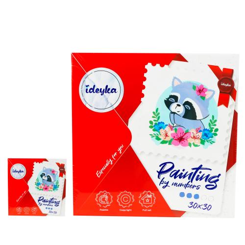 Набор для росписи по номерам "Цветочный енот", ID-KHO6010 Набор для росписи по номерам "Цветочный енот", ID-KHO6010