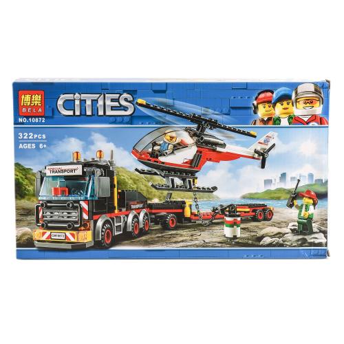 Конструктор BELA Cities "Перевозчик Вертолета", 322 детали, 10872 Конструктор BELA Cities "Перевозчик Вертолета", 322 детали, 10872